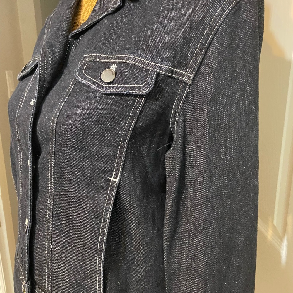 TAHARI Sz L Women's Black Denim Jacket - Picture 5 of 10